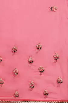   Pink Hand Embroidered Organza Saree