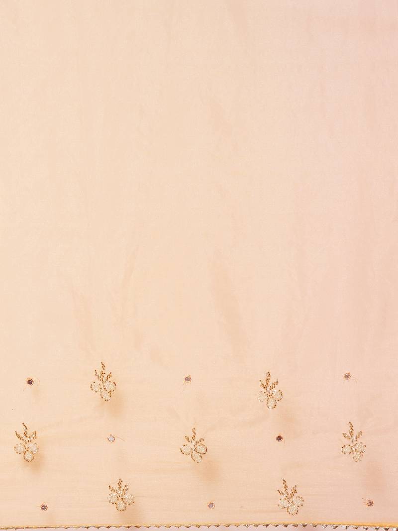 Geroo Jaipur Handcrafted Green & Light Yellow Shaded Organza Saree