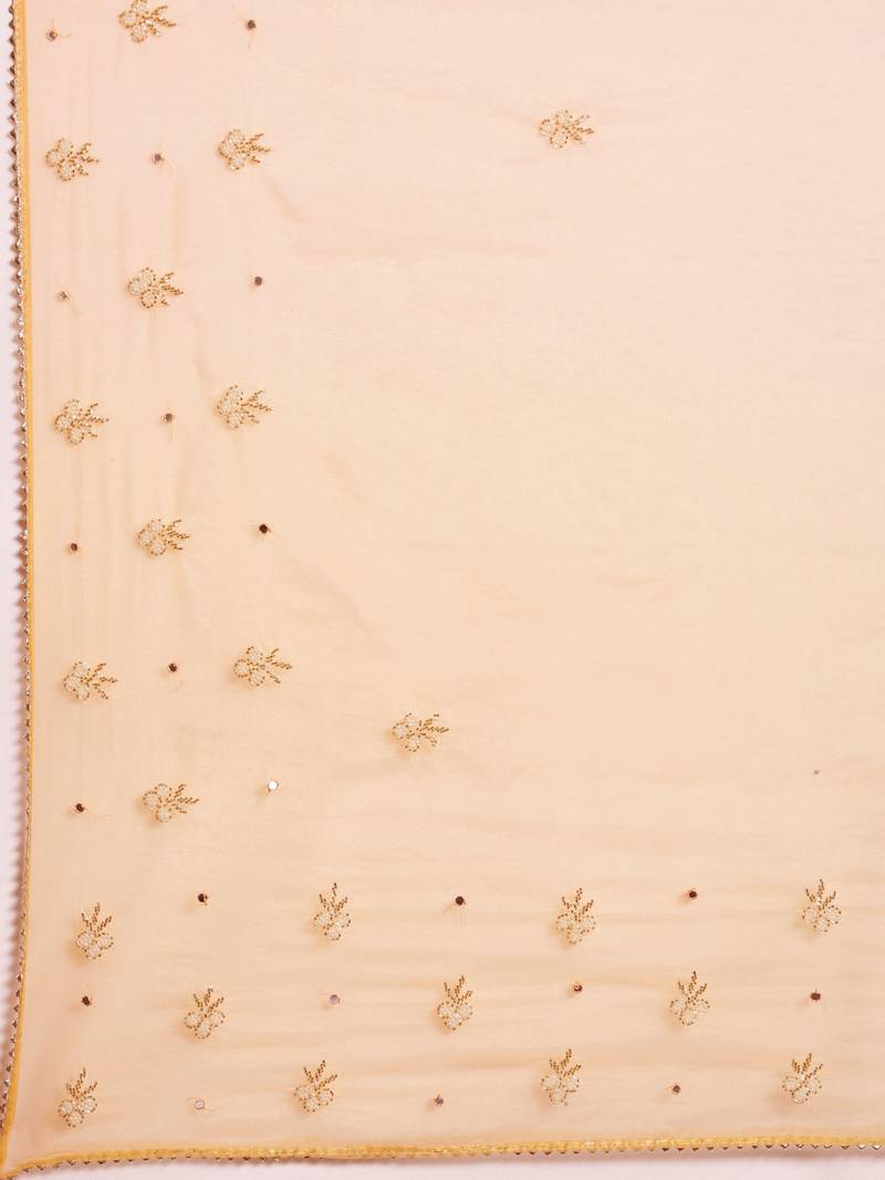 Geroo Jaipur Handcrafted Green & Light Yellow Shaded Organza Saree