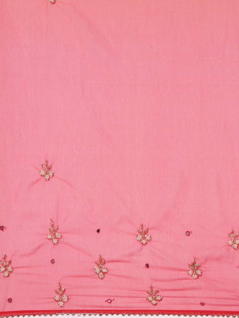 Handcrafted Orange & Red Shaded Organza Saree