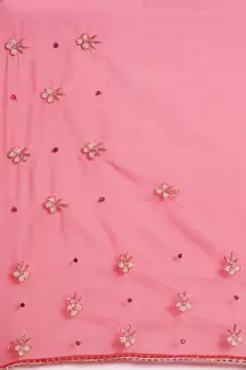 Handcrafted Orange & Red Shaded Organza Saree