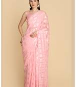 Baby Pink Chiffon Designer Chiffon Sarees