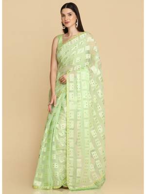Lime Chiffon Designer Chiffon Sarees 2