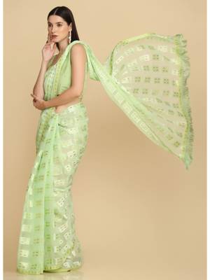 Lime Chiffon Designer Chiffon Sarees 3