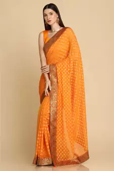 Dark Yellow Georgette Designer Georgette Sarees