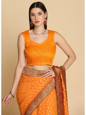 Dark Yellow Georgette Designer Georgette Sarees 4