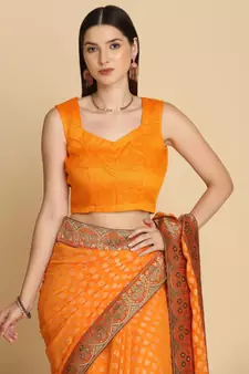 Dark Yellow Georgette Designer Georgette Sarees