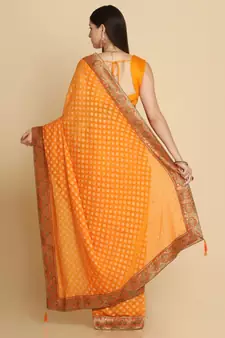 Dark Yellow Georgette Designer Georgette Sarees