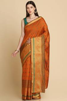 Dark Mustard Party Wear Cotton Silk Sarees