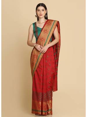Maroon Party Wear Cotton Silk Sarees 1