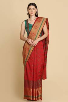 Maroon Party Wear Cotton Silk Sarees