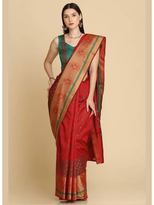 Maroon Party Wear Cotton Silk Sarees 2