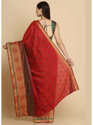 Maroon Party Wear Cotton Silk Sarees 5