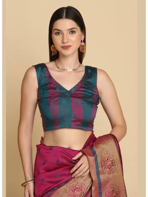 Dark Rani Pink Party Wear Cotton Silk Sarees 4