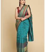 Turquoise Party Wear Cotton Silk Sarees