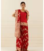 Geroo Jaipur Organza Banarasi Floral Zari Work Saree