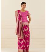 Geroo Jaipur Organza Banarasi Floral Zari Work Saree