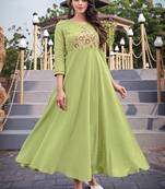 Elegant Thread Work Long Kurti in Beautiful Peach Color