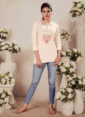 Elegant Off White Short Kurti for Office Wear 1