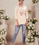 Elegant Off White Short Kurti for Office Wear