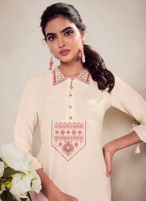 Elegant Off White Short Kurti for Office Wear 2