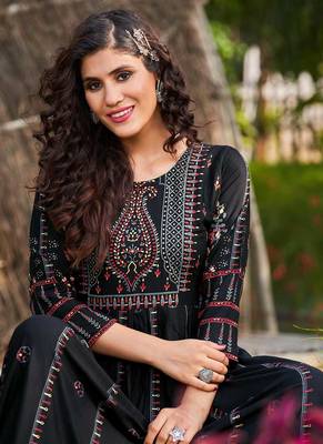 Dazzling Smart Black Colour Rayon Kurti 2