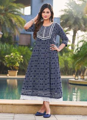 Smartly Crafted Kurti for Office wear in Blue Colour 1