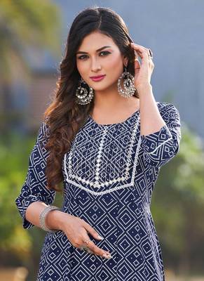 Smartly Crafted Kurti for Office wear in Blue Colour 2