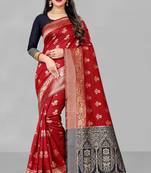 Mr & Mrs Creation Present Red Colour Cotton Art Silk Saree With Designer Blouse Pic 