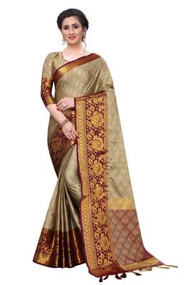Mr & Mrs Creation Present Blue Colour Cotton Art Silk Saree With Designer Blouse Pic 1