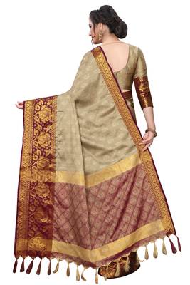 Mr & Mrs Creation Present Blue Colour Cotton Art Silk Saree With Designer Blouse Pic 3