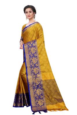Shine Golden  Colour Kylie Silk Saree With Handloom Weaving 2