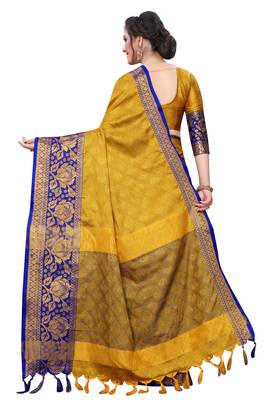 Shine Golden  Colour Kylie Silk Saree With Handloom Weaving 3