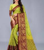 Shine Light Green Colour Kylie Silk Saree With Handloom Weaving