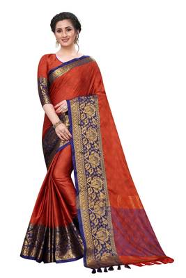 Shine Orange Colour Kylie Silk Saree With Handloom Weaving 1