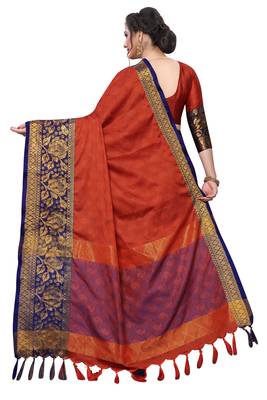 Shine Orange Colour Kylie Silk Saree With Handloom Weaving 3