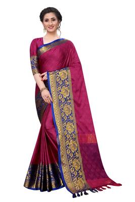 Shine Pink Colour Kylie Silk Saree With Handloom Weaving 1
