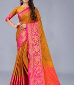 Shine Yellow Colour Kylie Silk Saree With Handloom Weaving