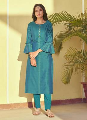Kurti - Bottom Set for Trendy Girls in Firozi Colour 1