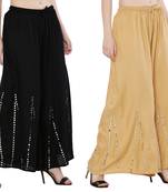 Mirror / Stone work embrodiery Combo Palazzo Pant Black , Gold