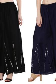 Mirror / Stone work embrodiery Combo Palazzo Pant Black , Navy