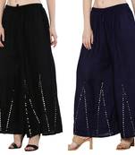 Mirror / Stone work embrodiery Combo Palazzo Pant Black , Navy