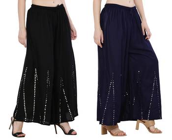 Mirror / Stone work embrodiery Combo Palazzo Pant Black , Navy 2