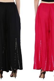 Mirror / Stone work embrodiery Combo Palazzo Pant Black , Pink