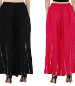 Mirror / Stone work embrodiery Combo Palazzo Pant Black , Pink