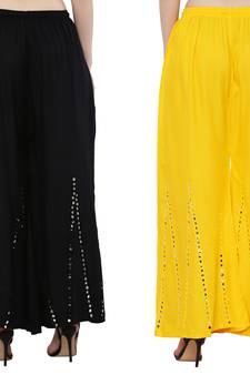 Mirror / Stone work embrodiery Combo Palazzo Pant Black , Yellow