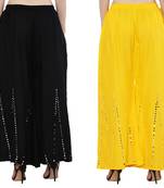 Mirror / Stone work embrodiery Combo Palazzo Pant Black , Yellow