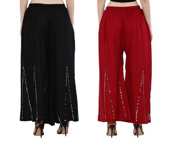 Mirror / Stone work embrodiery Combo Palazzo Pant Black , Maroon 1