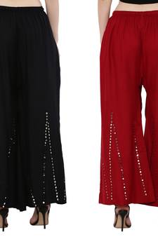Mirror / Stone work embrodiery Combo Palazzo Pant Black , Maroon
