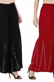 Mirror / Stone work embrodiery Combo Palazzo Pant Black , Maroon